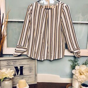 Monteau striped top navy white yellow size medium